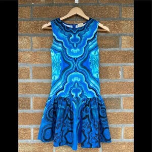 Torn By Ronny Kobo Digital Print Azure Blue Dress  XS